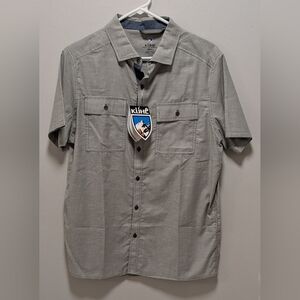 NWT Kuhl Mens Thrive Gray Grey Short Sleeve Button Down Shirt - Small